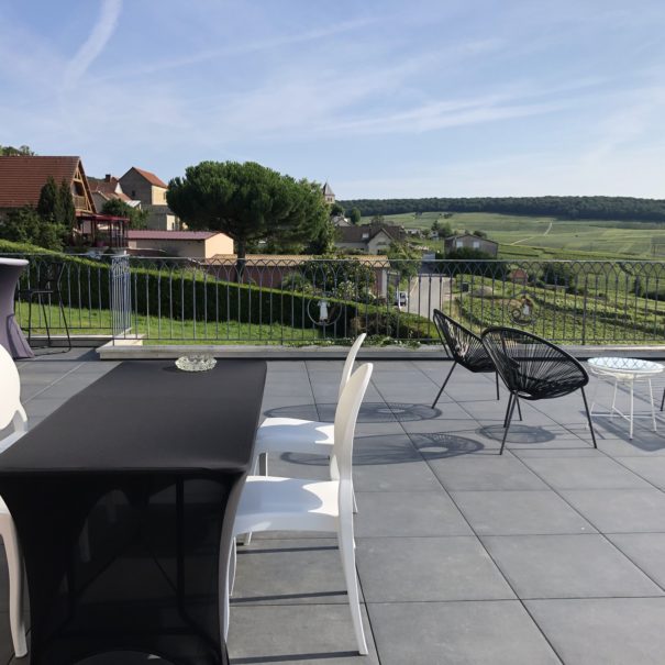 Terrasse panoramique du gite Flo Flor'Es Sens en Champagne (Gîtes Flo, location vacances de gîtes).